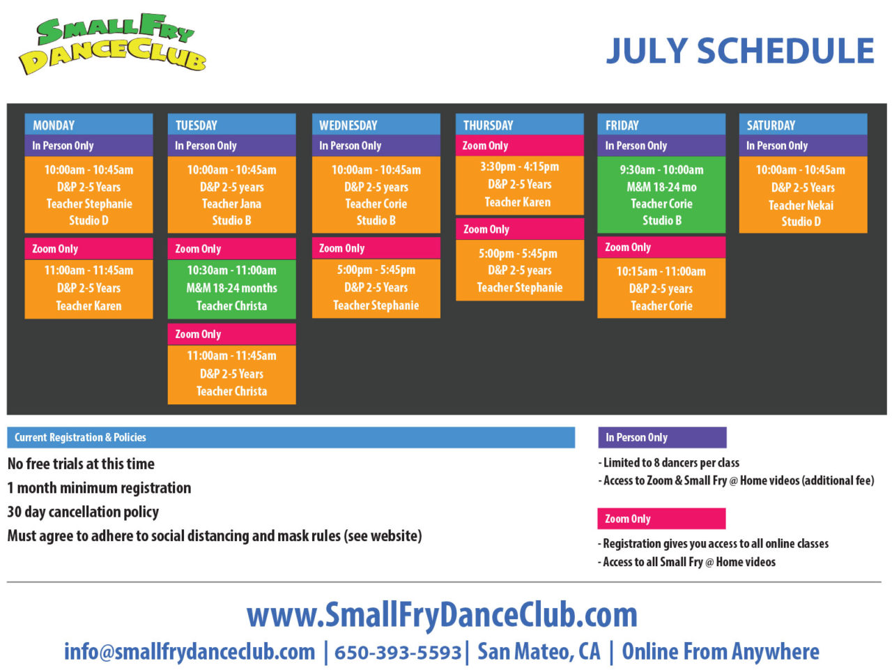 Dance Class Schedule Small Fry Dance Club